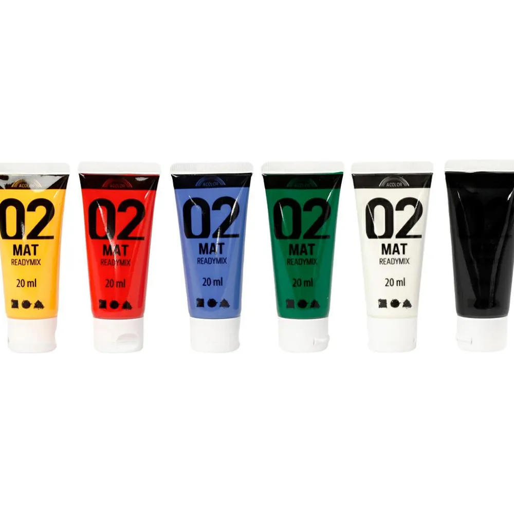 Sale Creativ Company Akrylmaling mat 20 ml. - Basisfarver, 6 stk