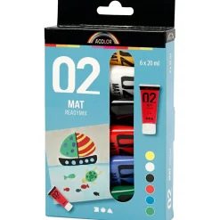 Sale Creativ Company Akrylmaling mat 20 ml. - Basisfarver, 6 stk