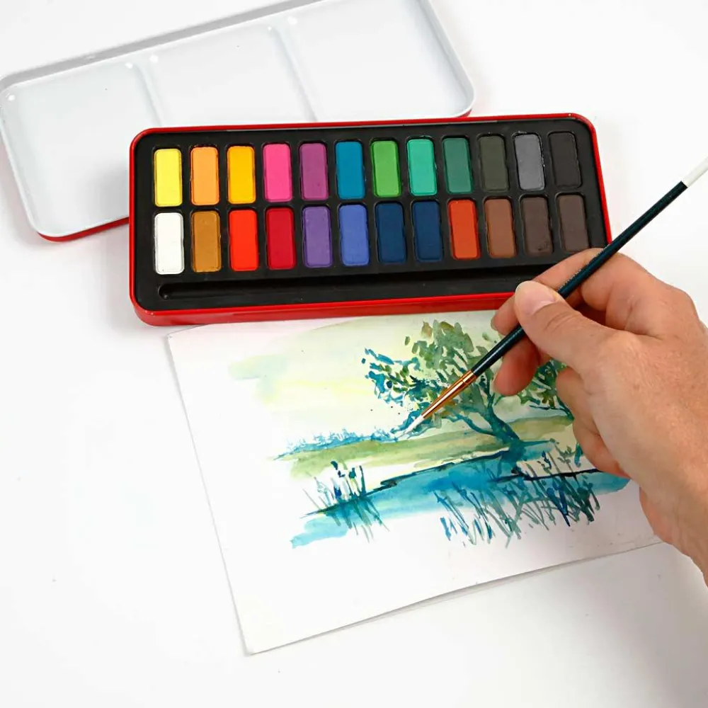 Sale Creativ Company Akvarelsæt inkl. pensel, 24 farver