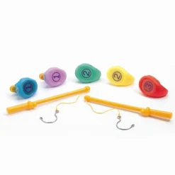 Sale Djeco Badeænder, 5 stk regnbue 7 cm + 2 fiskestænger