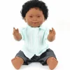New Dukke m. Downs syndrom - Dreng, sort hår, 40 cm