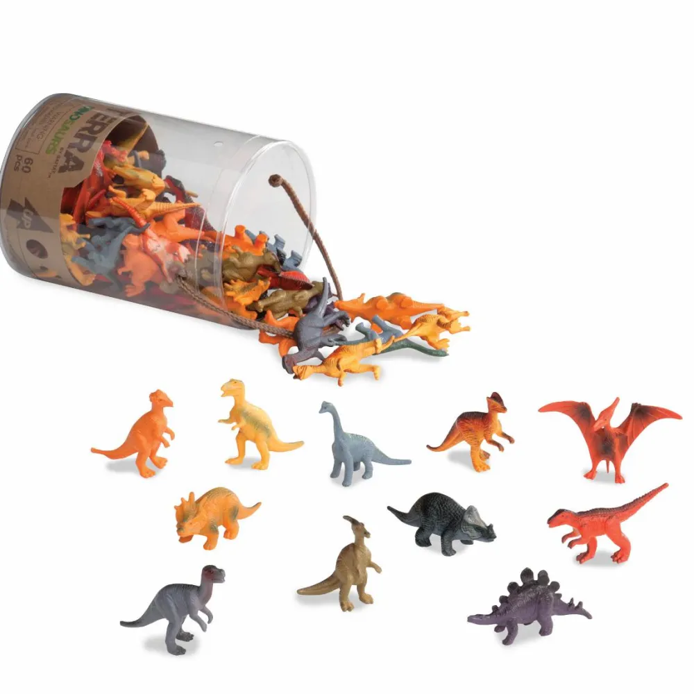 Hot Dyrefigurer i spand - Dinosaurer, 60 stk