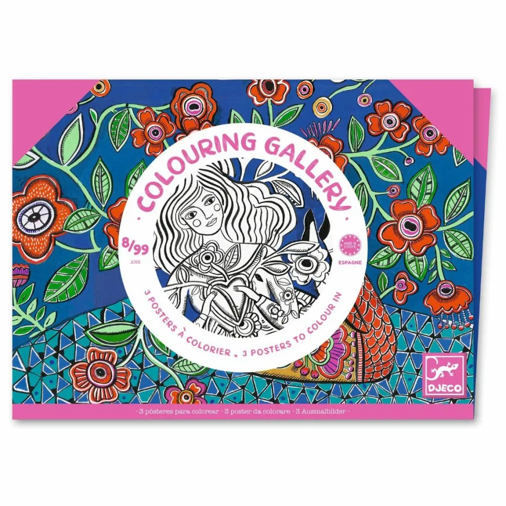 Hot Djeco Farvelægningsplakater - Blomster, 3 stk