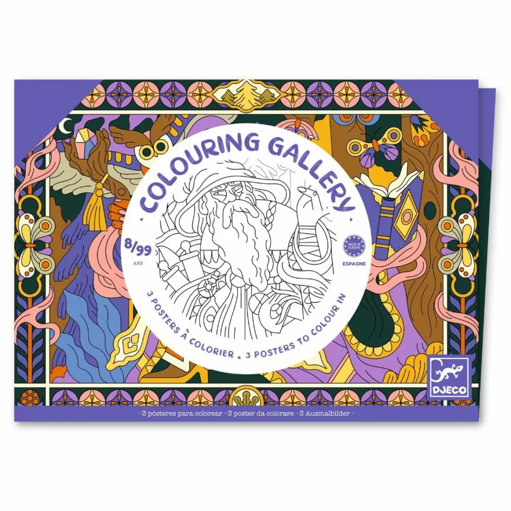 Djeco Farvelægningsplakater - Helte, 3 stk