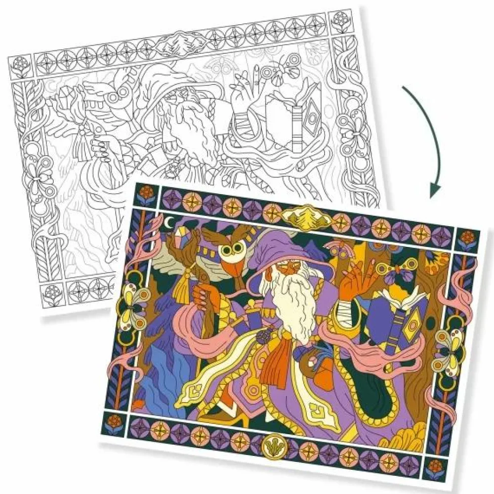 Djeco Farvelægningsplakater - Helte, 3 stk