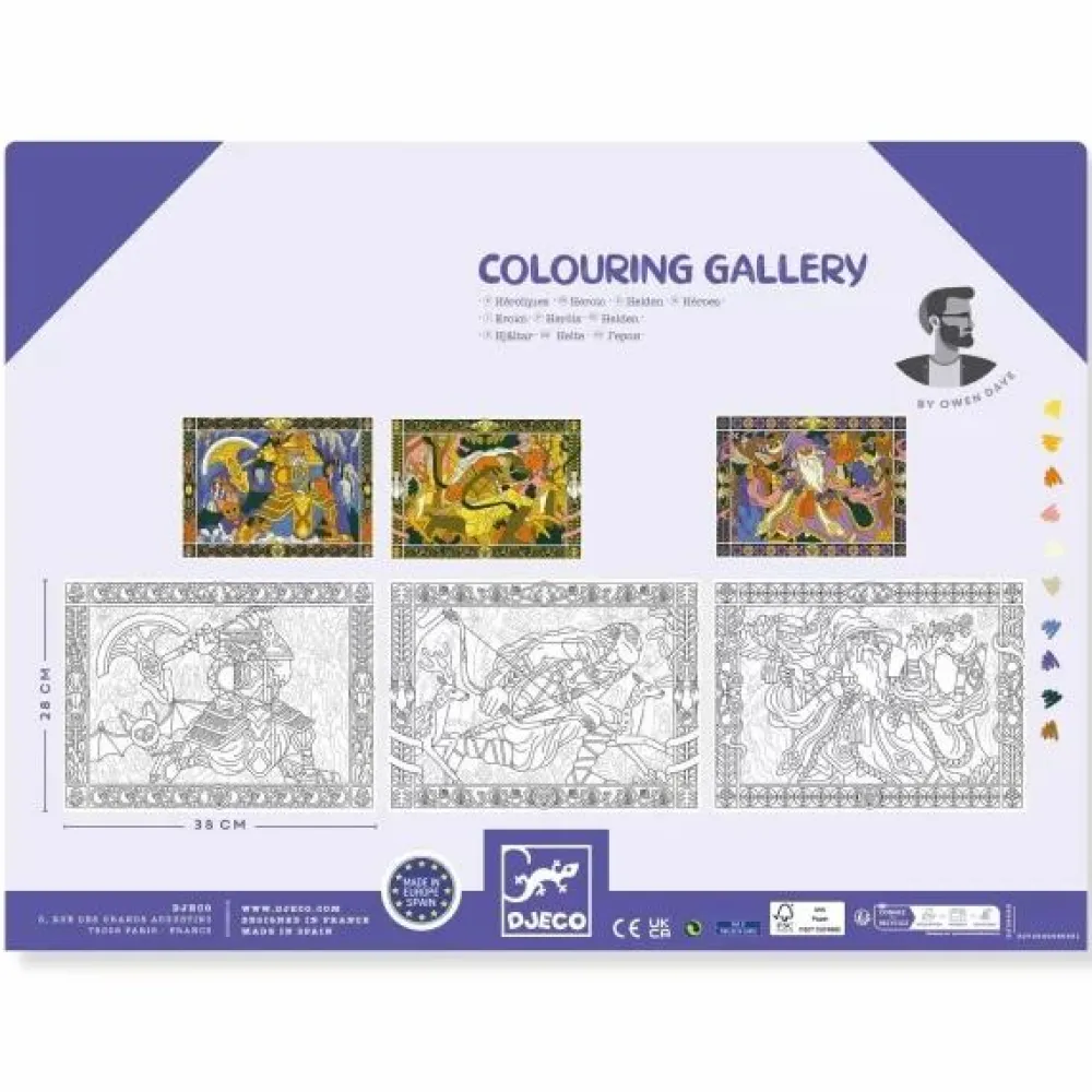 Djeco Farvelægningsplakater - Helte, 3 stk