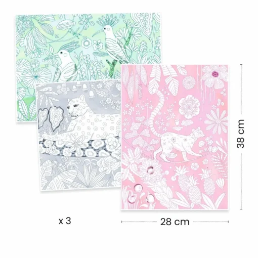 Sale Djeco Farvelægningsplakater - Jungle, 3 stk