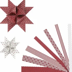 Online Creativ Company Flet selv julestjerner - Rød/hvid, 60 strimler