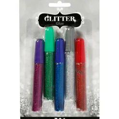 Online Creativ Company Glitterlim 10 ml. - Kulørt, 5 stk