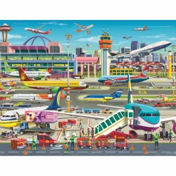 Online Gulvpuslespil m. 150 brikker - I lufthavnen
