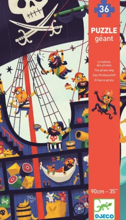 New Djeco Gulvpuslespil med 36 brikker - Piratskib