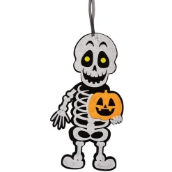 New Halloween-ophæng - Skelet m. græskar, 1 stk