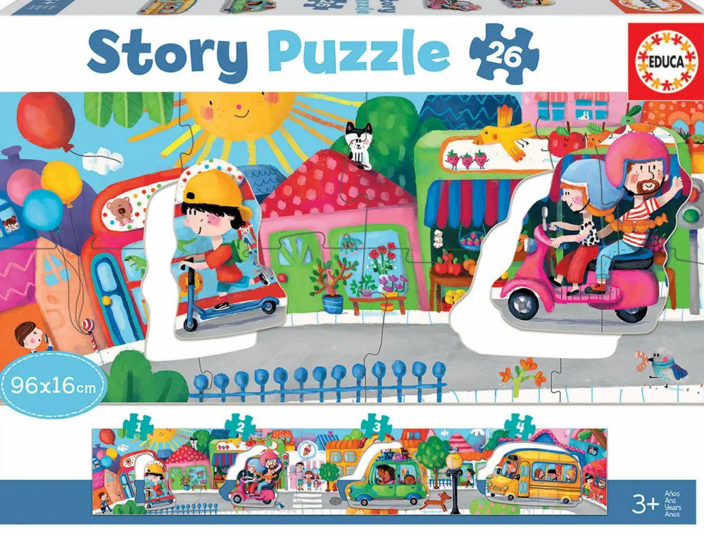 New educa Historie puslespil m. 26 brikker - Køretøjer