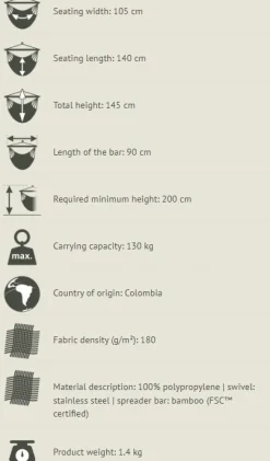 Hot La Siesta Hængekøjestol single outdoor - Toucan