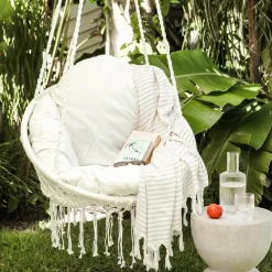 New Hængestol med frynser - Hvid