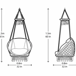 New Hængestol med frynser - Hvid