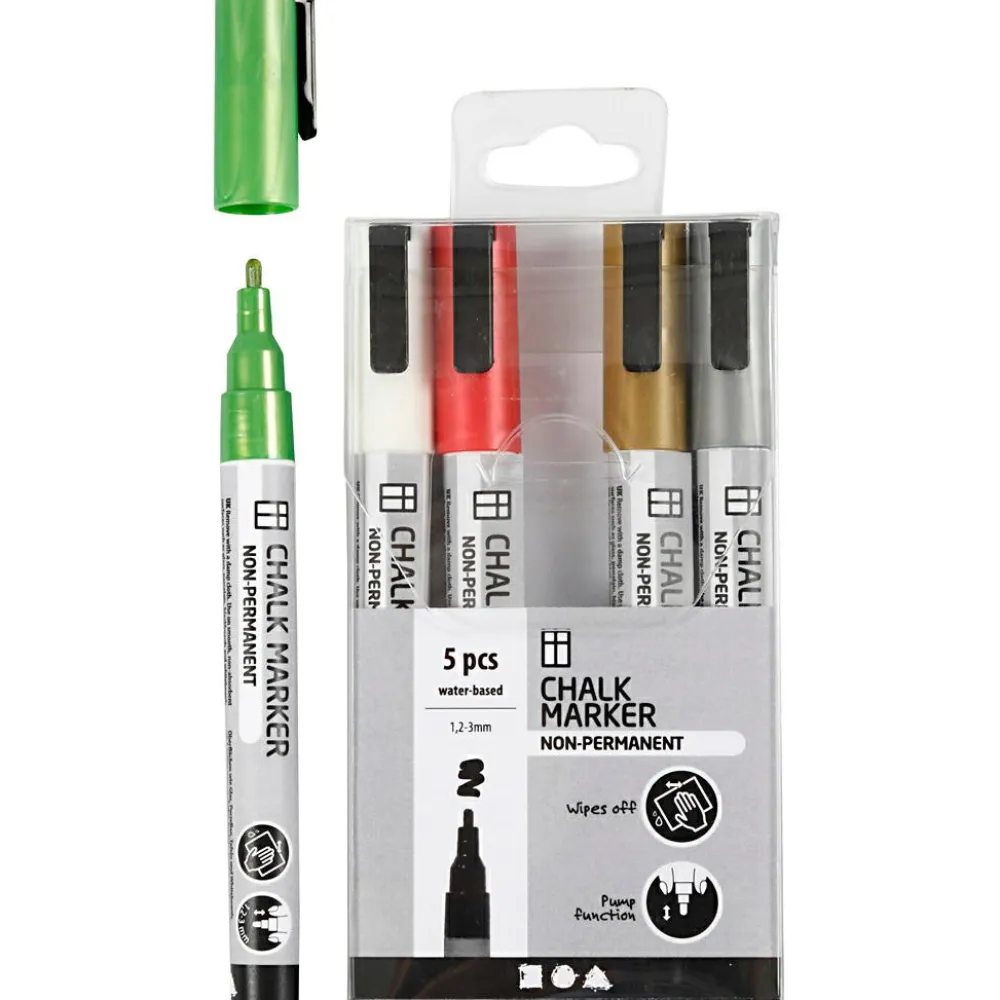 Hot Creativ Company Kridttusser - Metallic, 5 stk