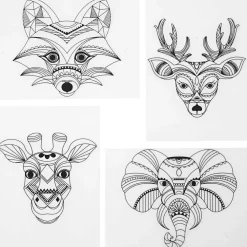 Creativ Company Krympeplast m. motiver - Vilde dyr, 4 ark