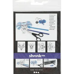 Creativ Company Krympeplast m. motiver - Vilde dyr, 4 ark