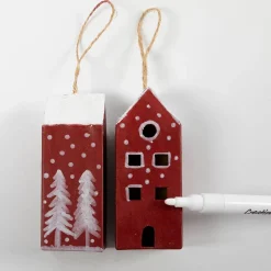 Clearance Creativ Company Lav juleophæng med julehuse, 5 stk