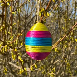 Sale Creativ Company Lav påskeæg m. satinsnor - Gul/Pink/Turkis