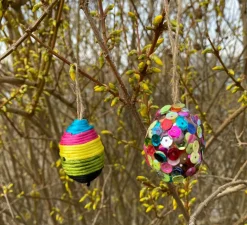 Sale Creativ Company Lav påskeæg m. satinsnor - Gul/Pink/Turkis