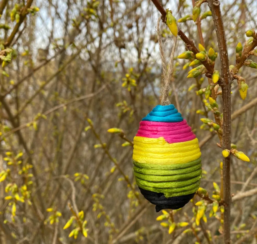 Sale Creativ Company Lav påskeæg m. satinsnor - Gul/Pink/Turkis