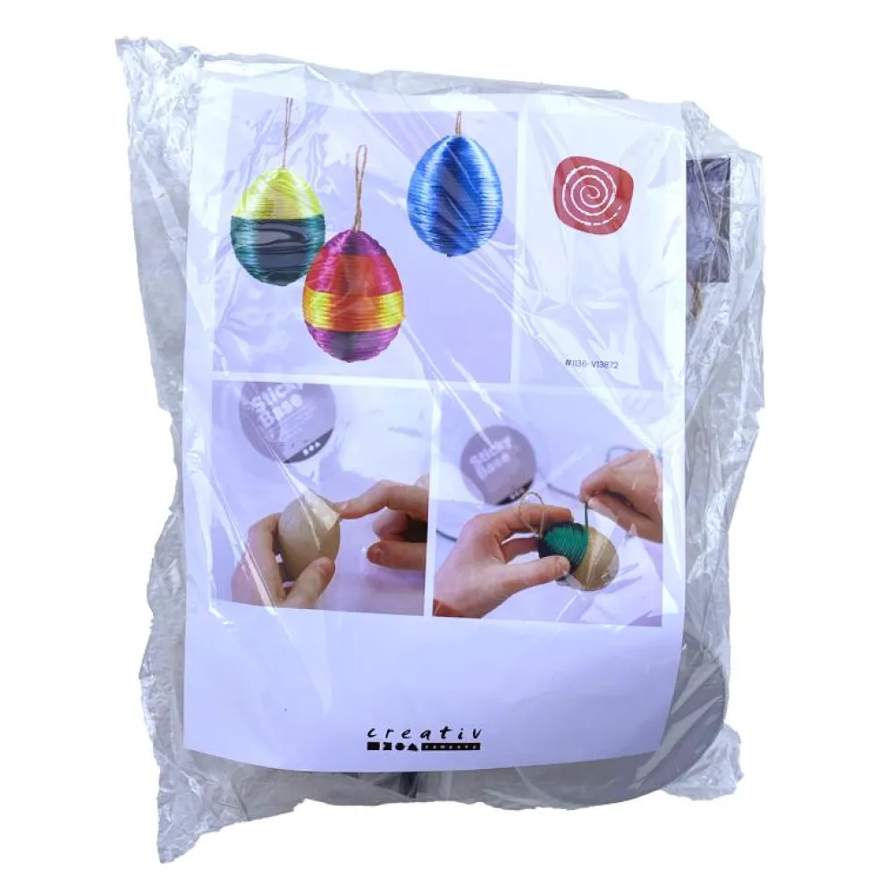 Sale Creativ Company Lav påskeæg m. satinsnor - Gul/Pink/Turkis