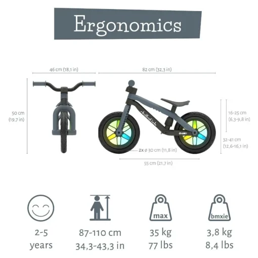 Sale Chillafish Løbecykel BMXie GLOW - Antracit (2-5 år)