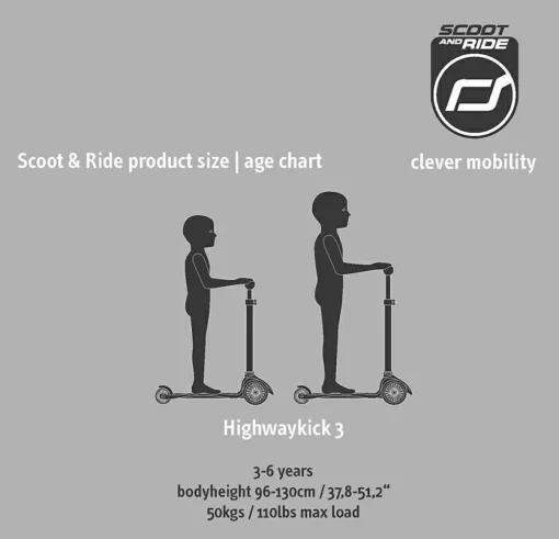 Discount Scoot & Ride Løbehjul - Highwaykick 3 m. LED, Steel