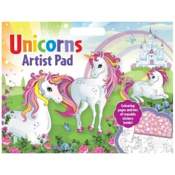 Online Malebog A3 inkl. stickers - Enhjørninger