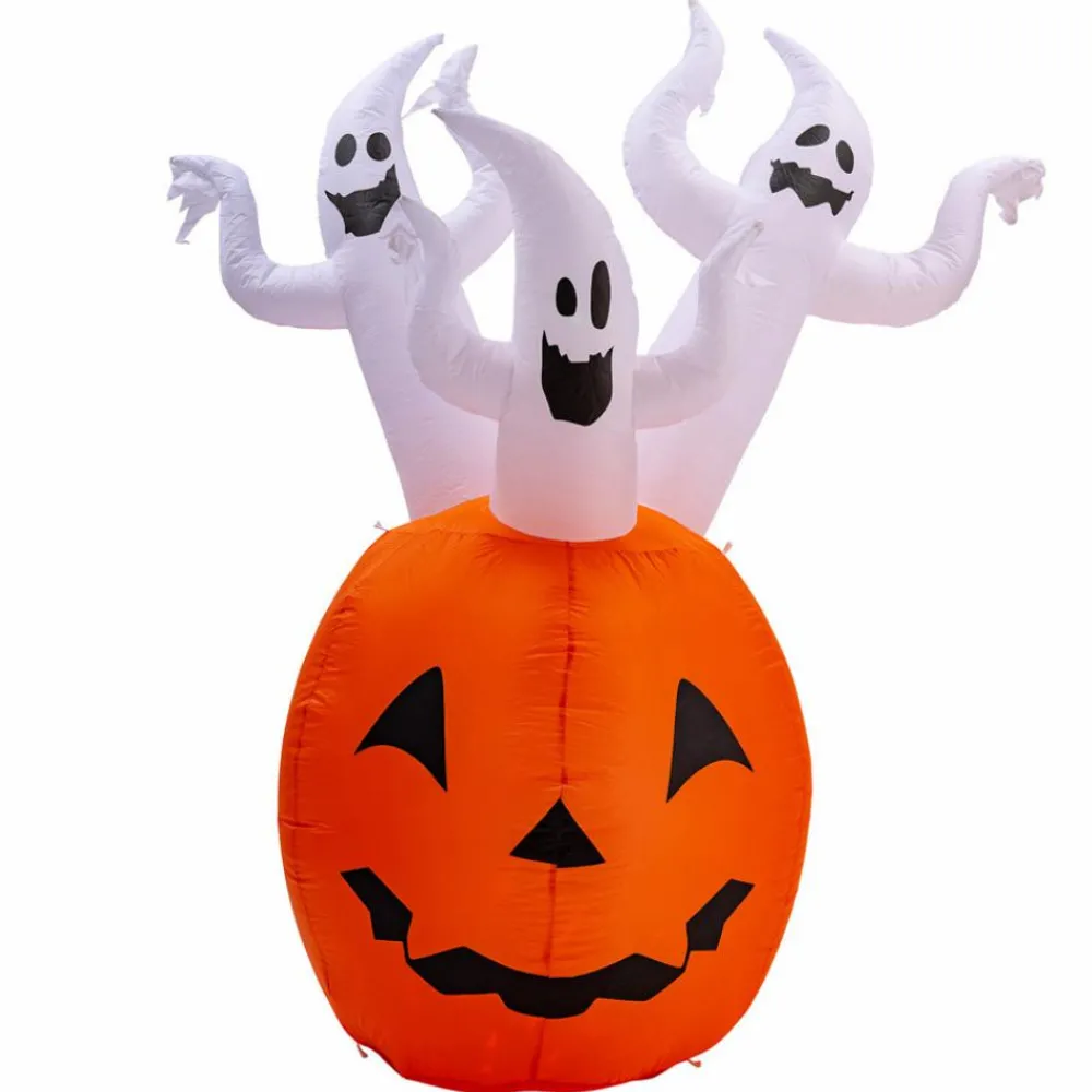 New Oppusteligt Halloween-græskar med lys, 180 cm