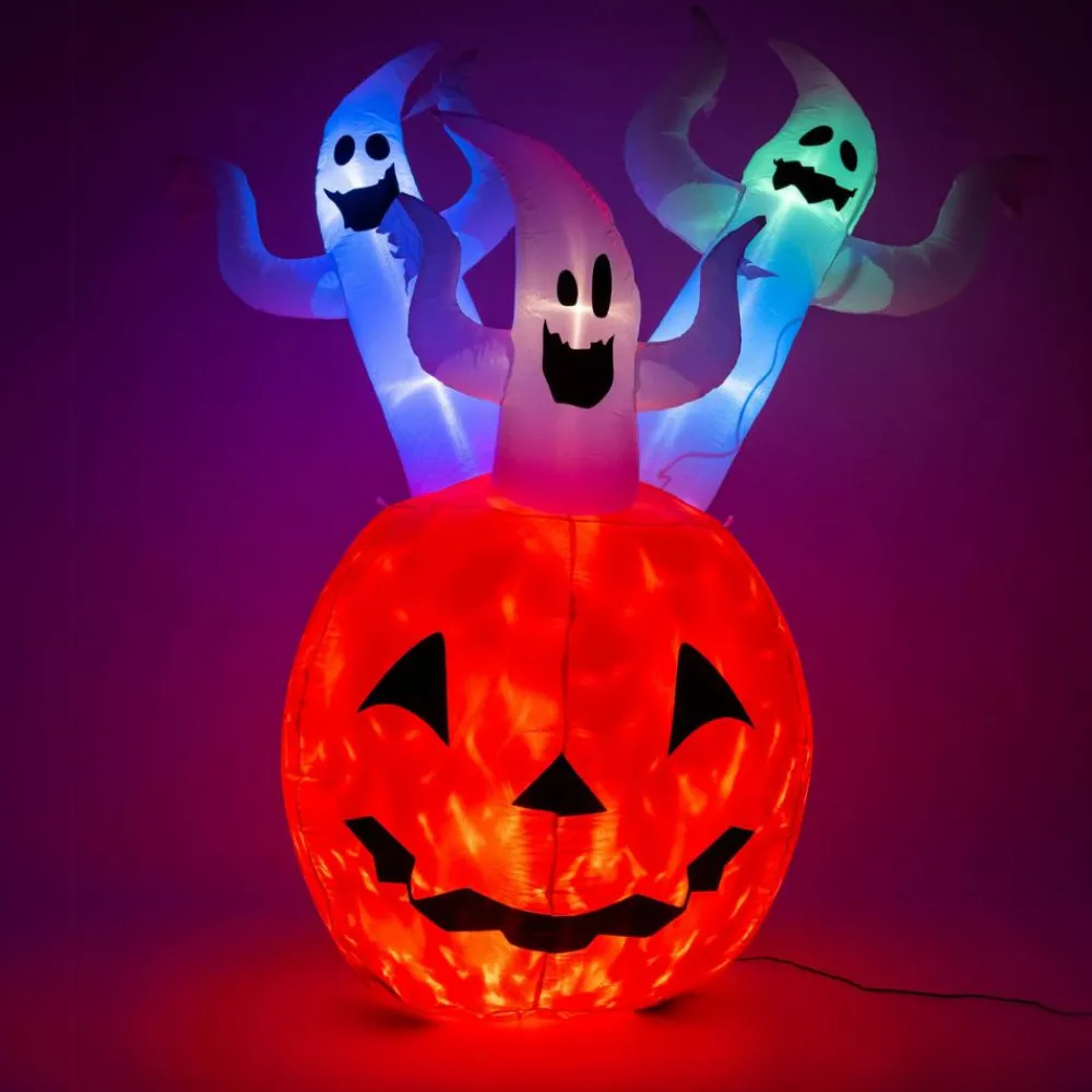 New Oppusteligt Halloween-græskar med lys, 180 cm