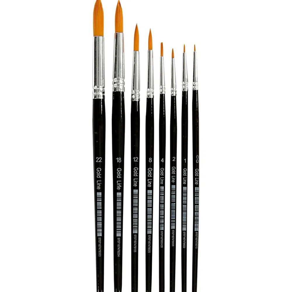 Hot Creativ Company Pensler Gold Line - Runde, 8 stk