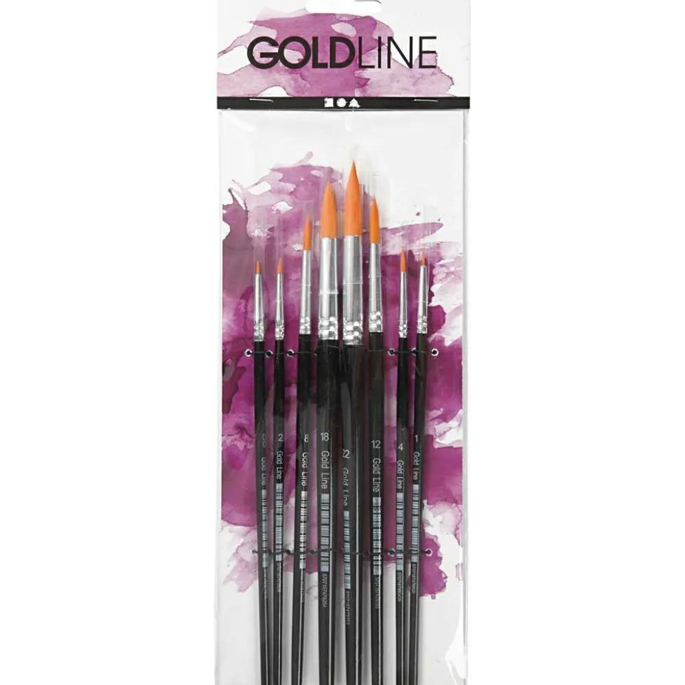 Hot Creativ Company Pensler Gold Line - Runde, 8 stk
