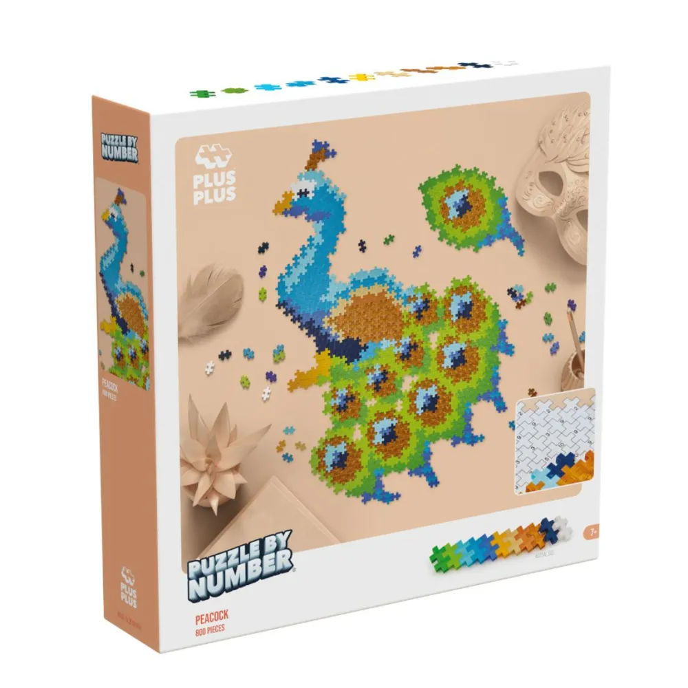 Outlet Plus-Plus - Puzzle By Number, Påfugl 800 stk