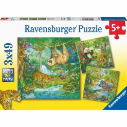 Puslespil med 3 x 49 brikker - I junglen