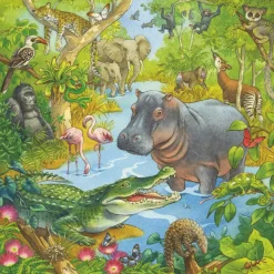 Puslespil med 3 x 49 brikker - I junglen