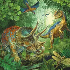 Discount Puslespil med 3 x 49 brikker - Dinosaurer