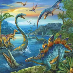 Discount Puslespil med 3 x 49 brikker - Dinosaurer