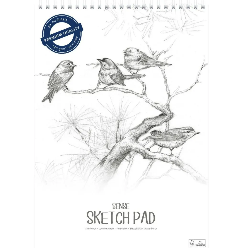 Outlet Skitseblok A3 / 140 gr. - Hvid, 60 ark