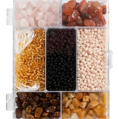 Creativ Company Smykke startsæt - Krystaller, beige/brun/sort