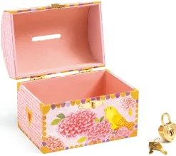 Clearance Djeco Sparebøsse - Kiste med fugle og hængelås