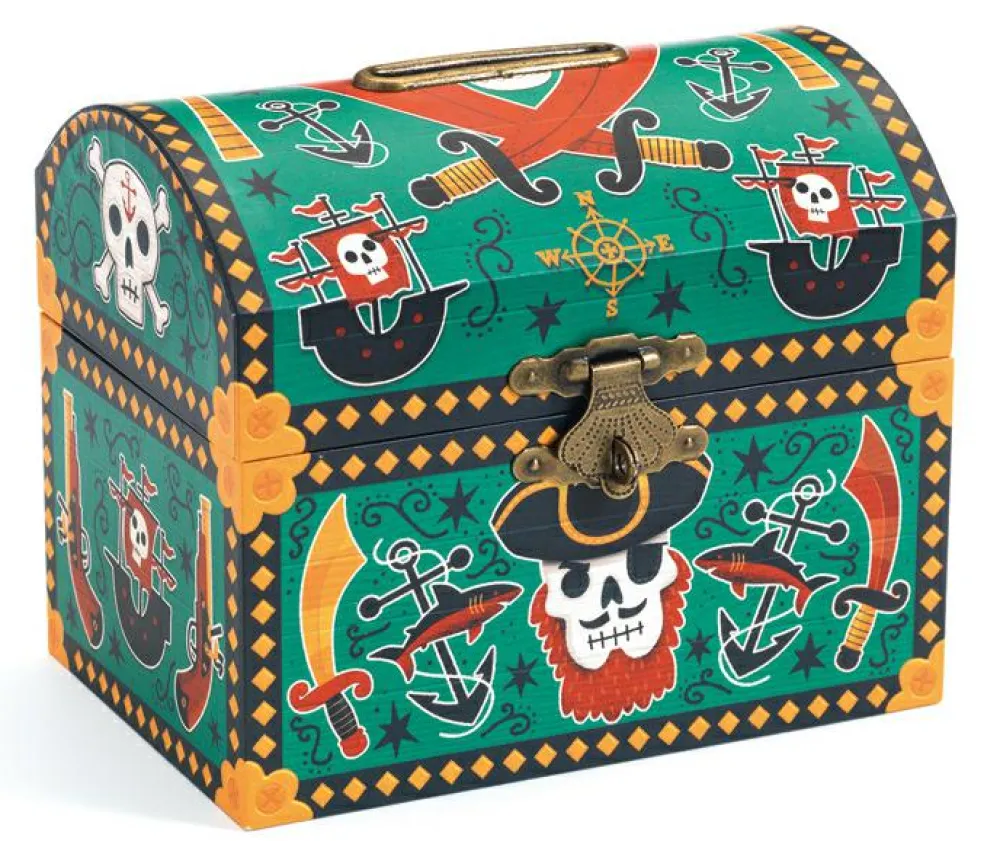 Hot Djeco Sparebøsse - Kiste med pirater og hængelås