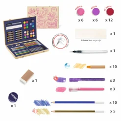 Online Djeco Tegne- og malekuffert - Glimmer, 60 dele