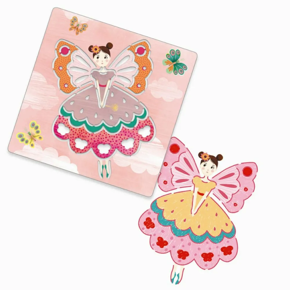 Outlet Djeco Tegneskabeloner - Feer, 5 stk.