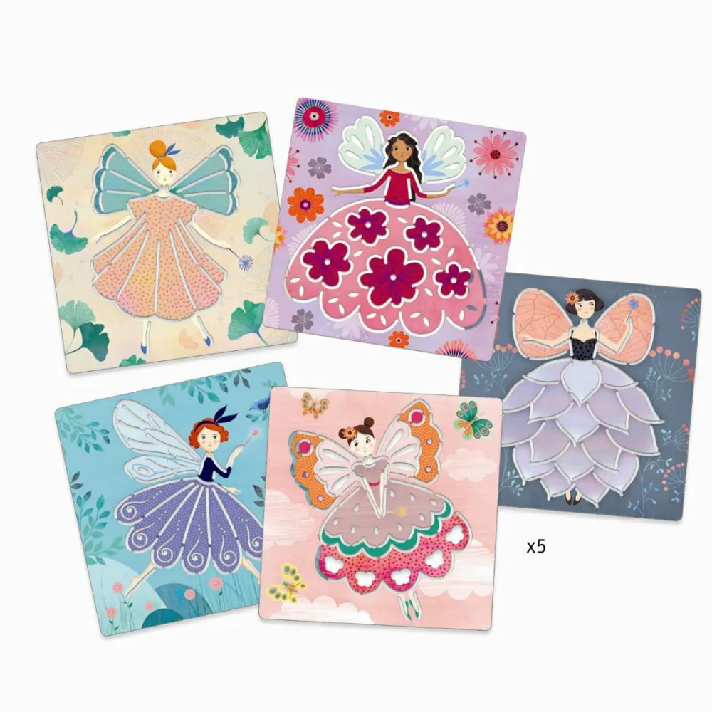 Outlet Djeco Tegneskabeloner - Feer, 5 stk.