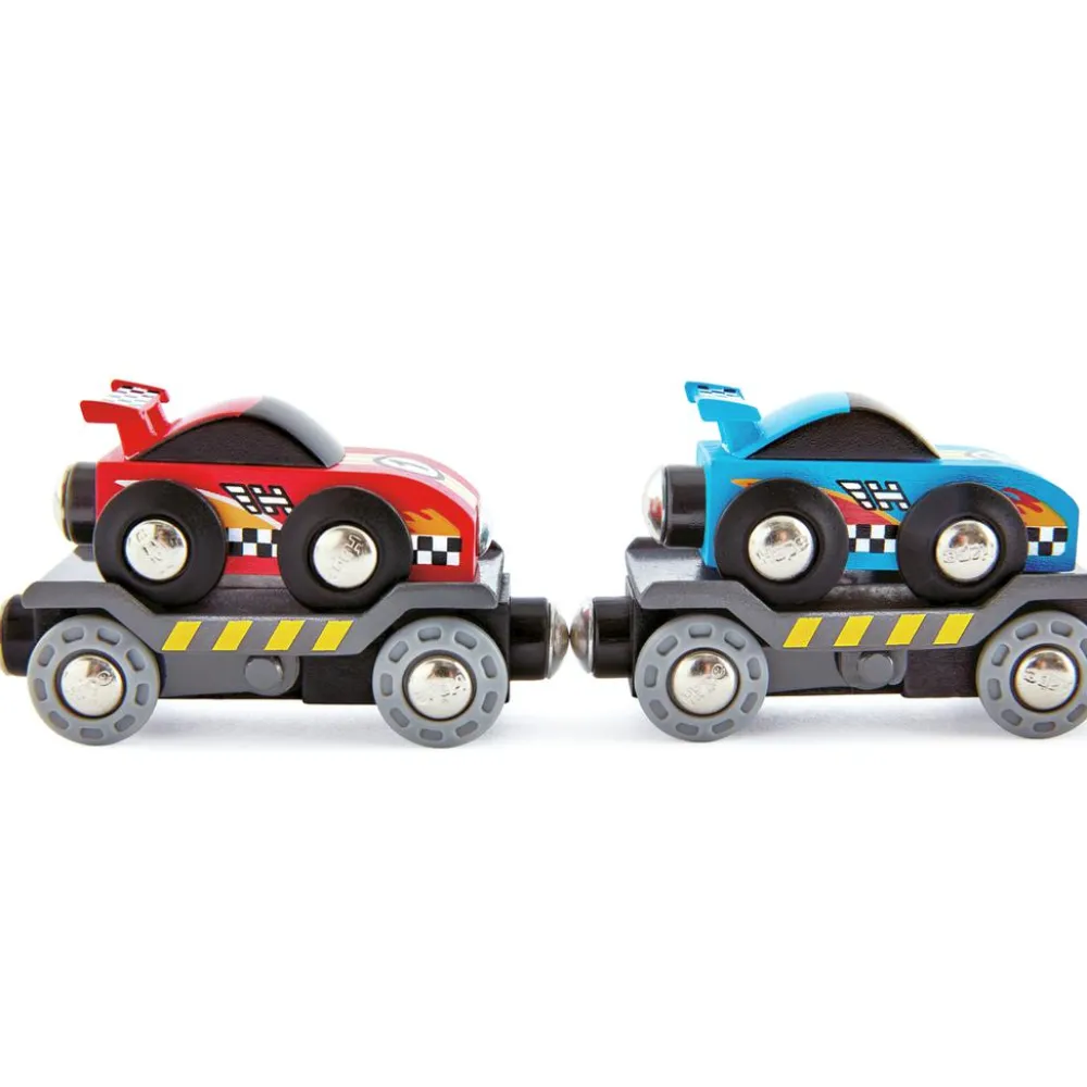 Outlet Hape Tog tilbehør - Transporttog m. racerbiler, 6 dele