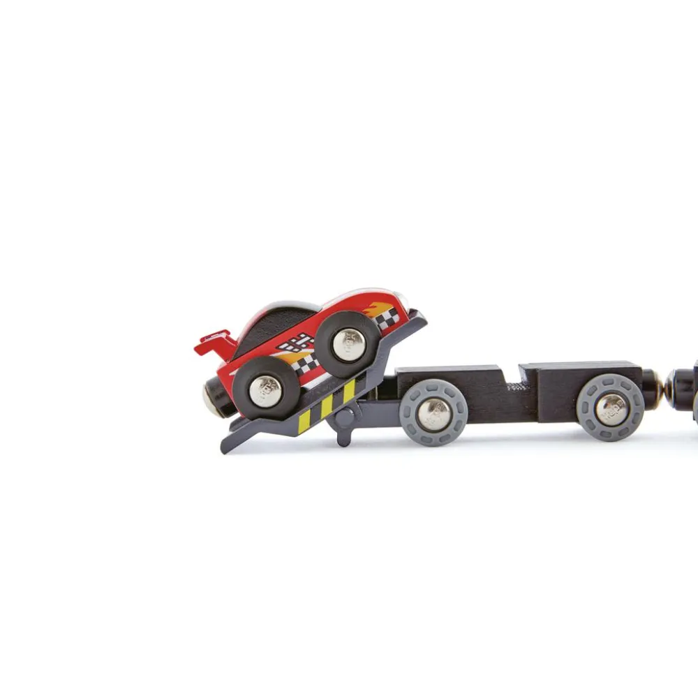 Outlet Hape Tog tilbehør - Transporttog m. racerbiler, 6 dele