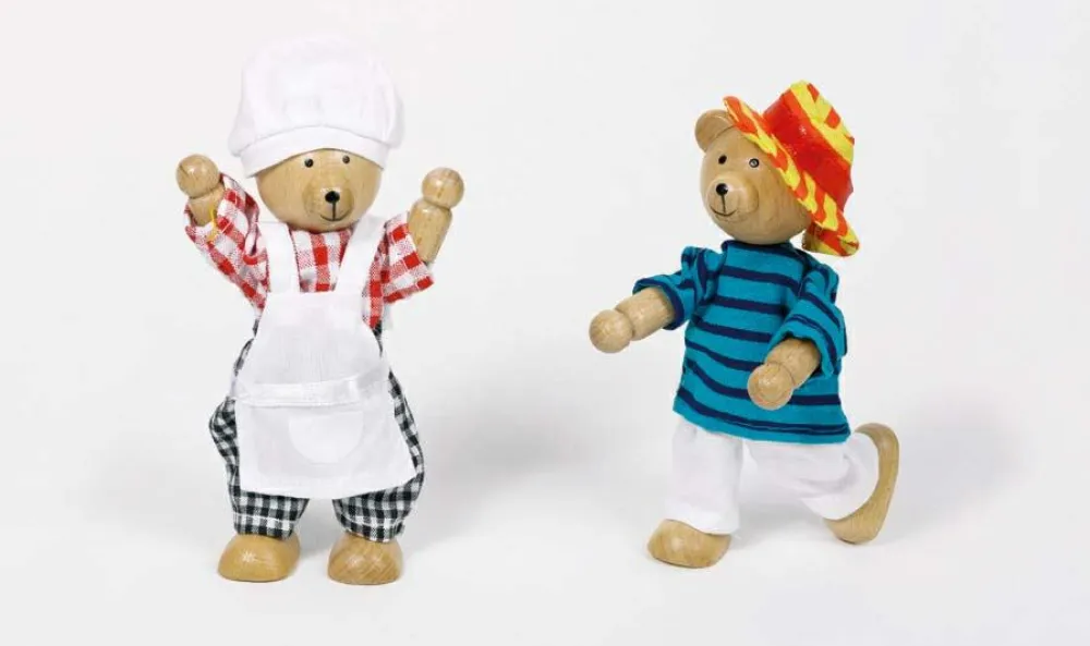 Sale goki Trædukker m. 8 sæt tøj - Bjørnene Benna & Bennoh